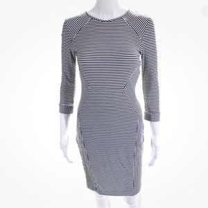 Diane Von Furstenberg Womens crew Neck Striped Midi Dress White Size Small new
